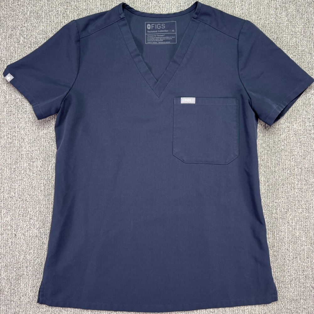 FIGS Catarina One-Pocket Scrub Top Women's XS Charcoal NWOT V-Neck Stretch